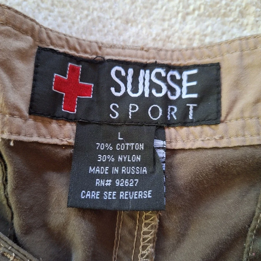 Suisse Sport Y2K Trail Pants Convertible Cargo Utility Zip Off Nylon Green Large